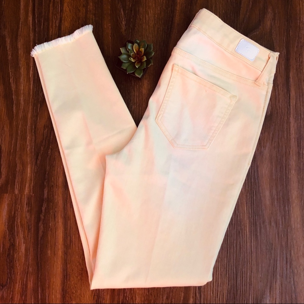 Celebrity Pink Ankle Skinny Yellow Raw Hem Size 28